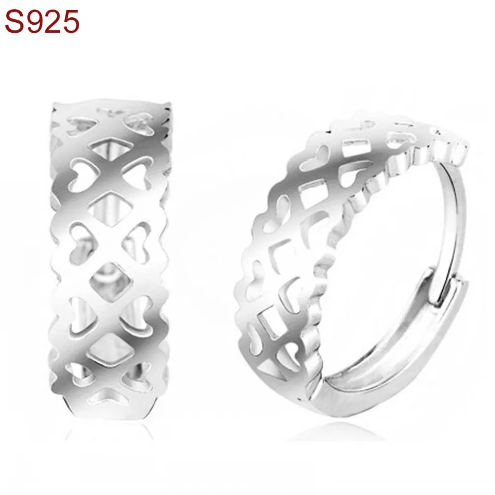 

Women Men 100% Real Pure Genuine Solid 925 Sterling Silver Jewelry Hoop Earrings Hollow Out Female Male Earrings