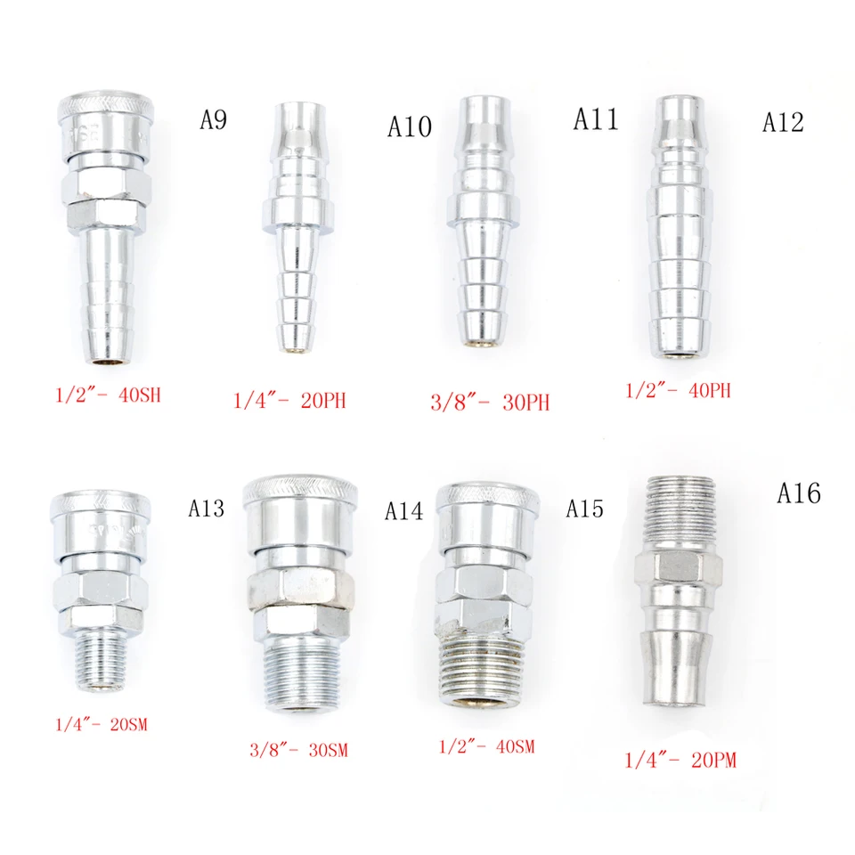 Replacement Solid Metal Quick Coupler Air Hose Connector Fittings 20SF+20PF
