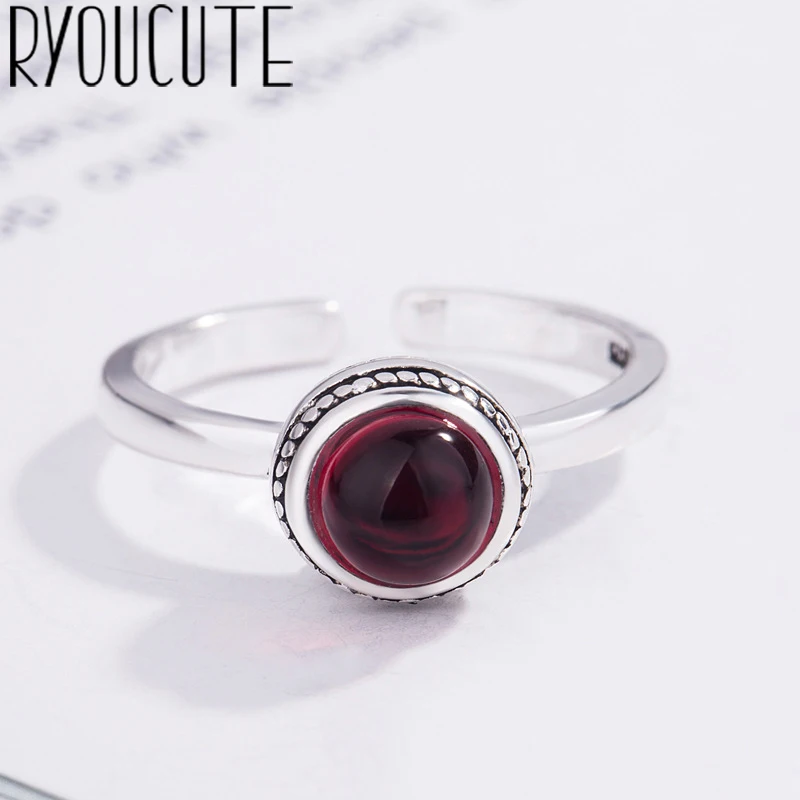 

Bohemian New 925 Sterling Silver Big Crystal Rings for Women Gift Adjustable Size Antique Ring Wedding Jewelry Wholesale