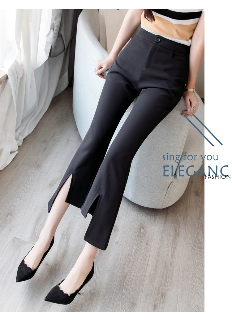 Новые корейские модные женские брюки весна лето офисные расклешенные брюки с высокой талией женские повседневные свободные брюки длиной до щиколотки