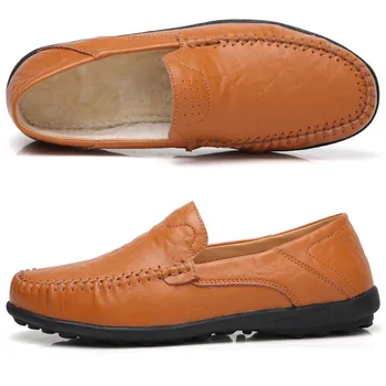 

Leather Shoes Men Casual Shoes Winter Plush Luxury Designer 2019 Mens Loafers Moccasin Keep Warm Slip On Car Driving Shoes Brown