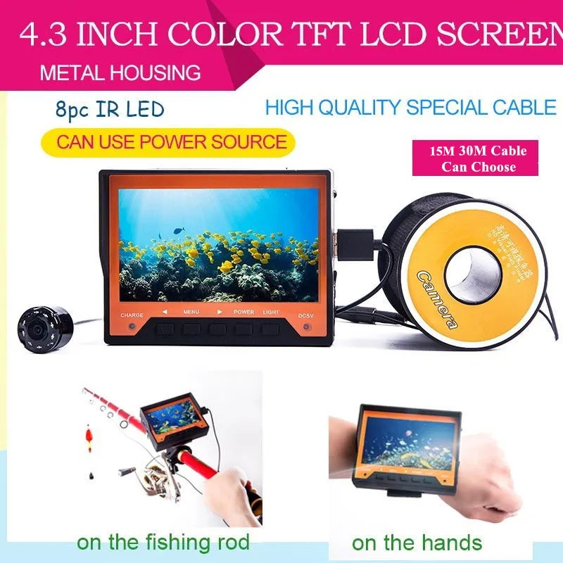 

Fish Camera 30M Underwater Ice Video 1000TVL Fishing Camera Fish Finder 4.3" LCD Monitor Night Vision Camera for fishing