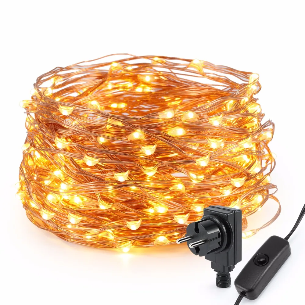 Kohree EU Plug 65ft 200 Led String Lights with Switch Waterproof Cooper