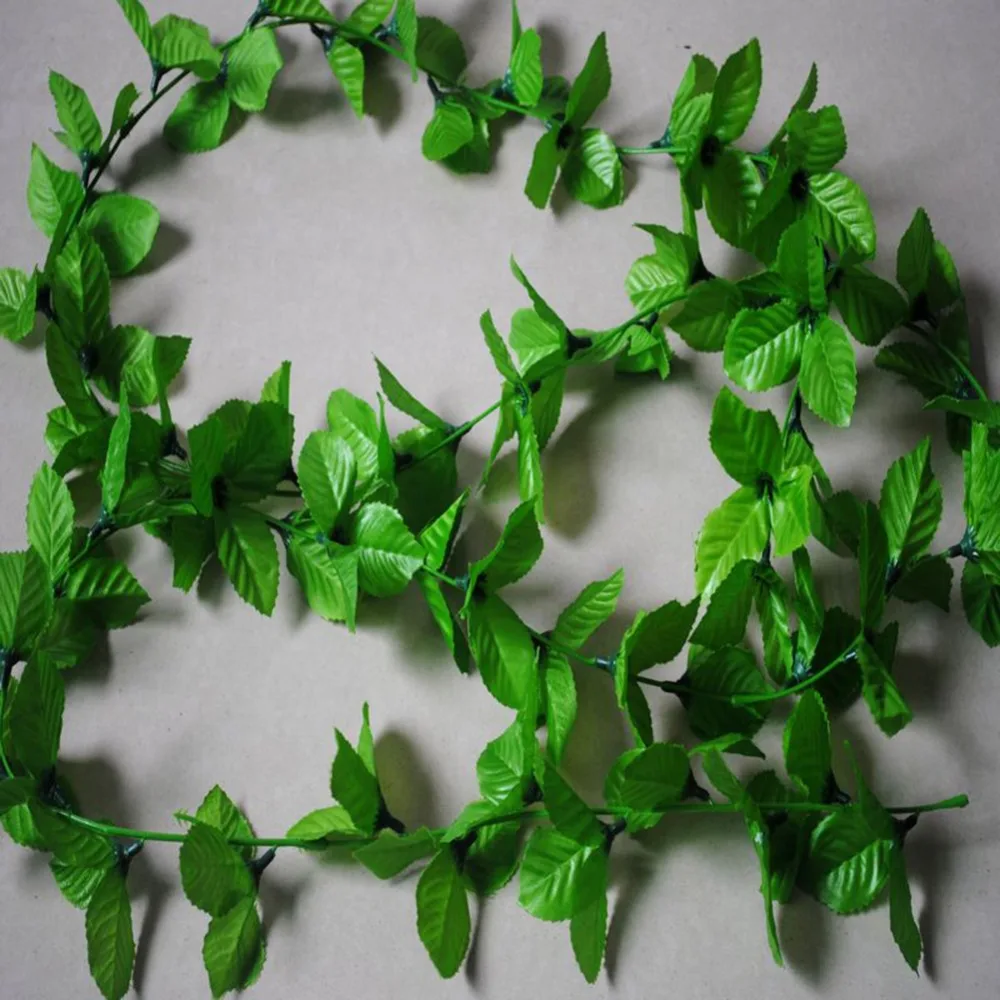 

2M Artificial Ivy Vine lastic Fake Flowers Rattan String Green Leaf Garland Plants Fake Foliage Flowers Home Garden Decoration P