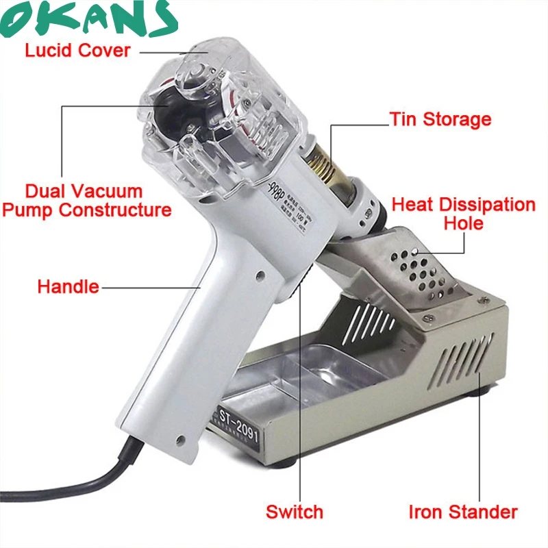 S 998P Electric Desoldering Gun Solder Sucker Dual Diaphragm Vacuum