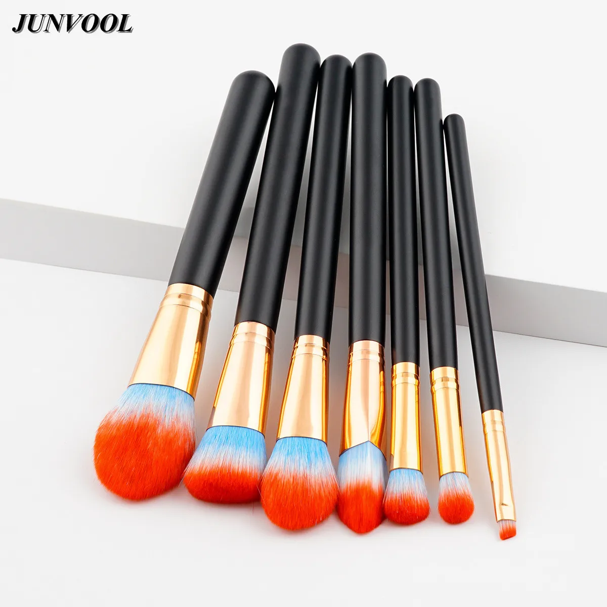 Profession Flame Brush Black Gold 7 Pcs Makeup Brushes Set Blue Red