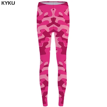 

KYKU Camouflage Leggings Red leggins Pink Slim Pants Military Sexy Leggings Stretch Trousers Women Funny Lycra