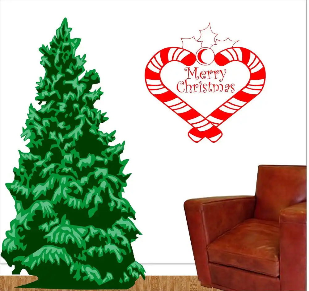Merry Christmas Candy Canes Christmas Wall Decal Candy Cane Christmas Wall Vinyl Sticker Home Decor Living Room Kids Room A107 Decoration Living Room Wall Decalskids Room Aliexpress
