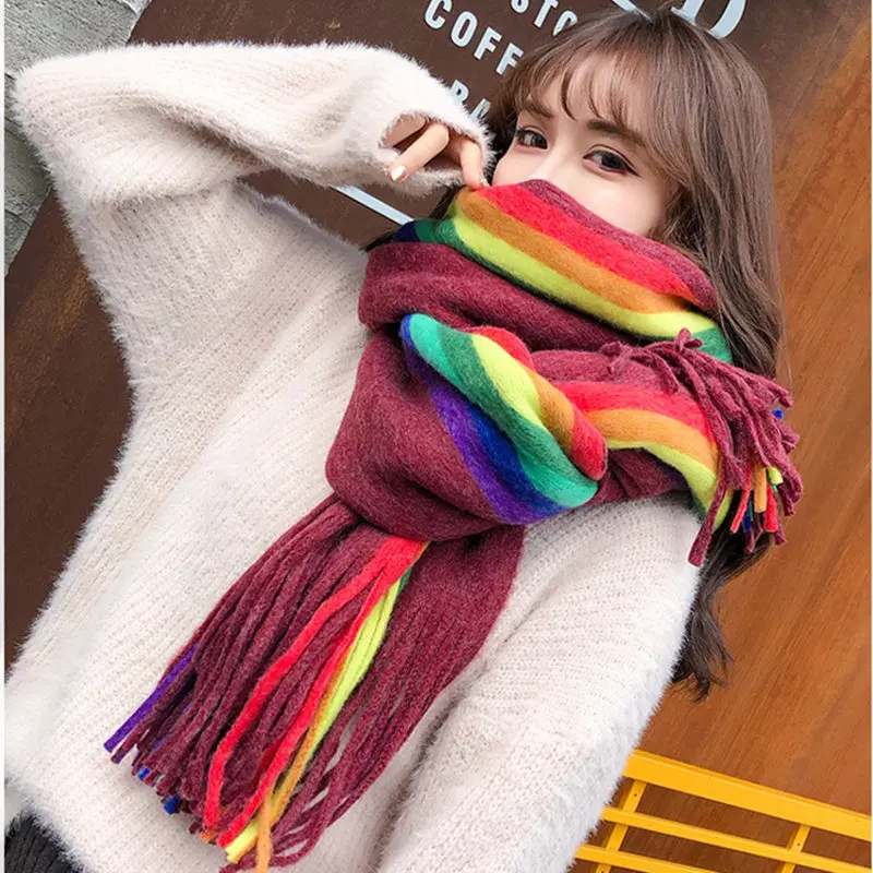 Новая женская мода кашемир красочные Радуга украшение для шарфа мягкие и удобные шарфы подарок платок высокое качество шаль