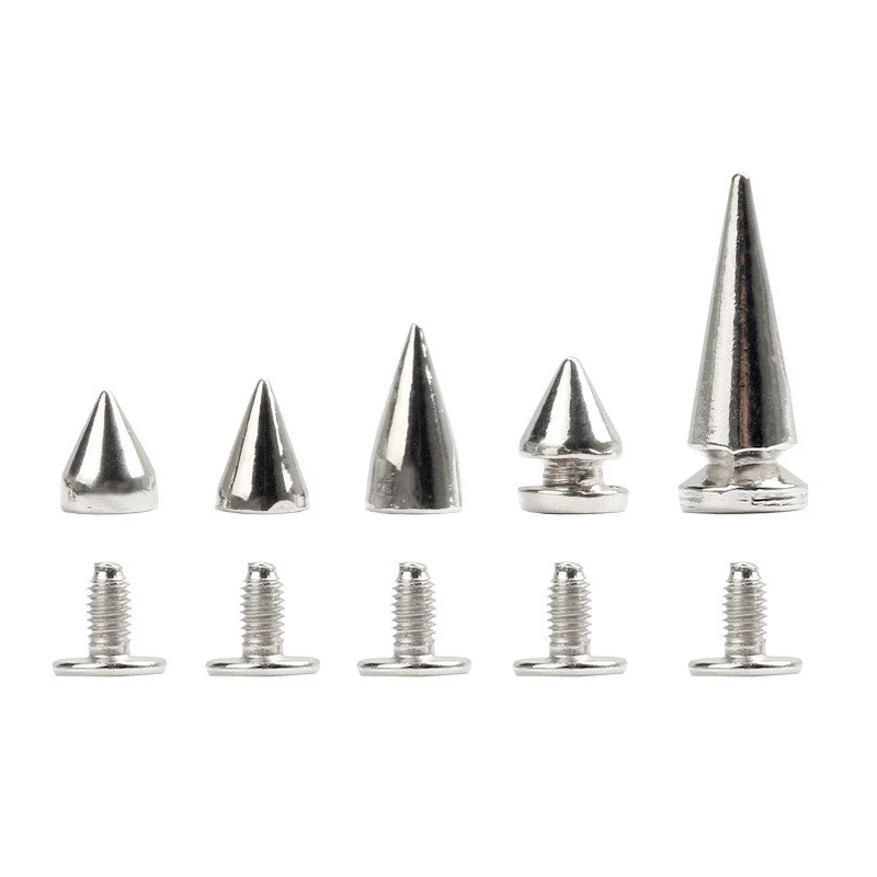 RUBYCA 12MM 100 Sets Metal Tree Spikes and Studs Metallic Screw-Back for DIY Leather-craft Silver Color 