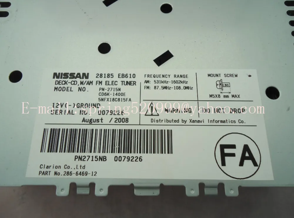 Nissan PN-2715N 6 CD MP3 infiniti'