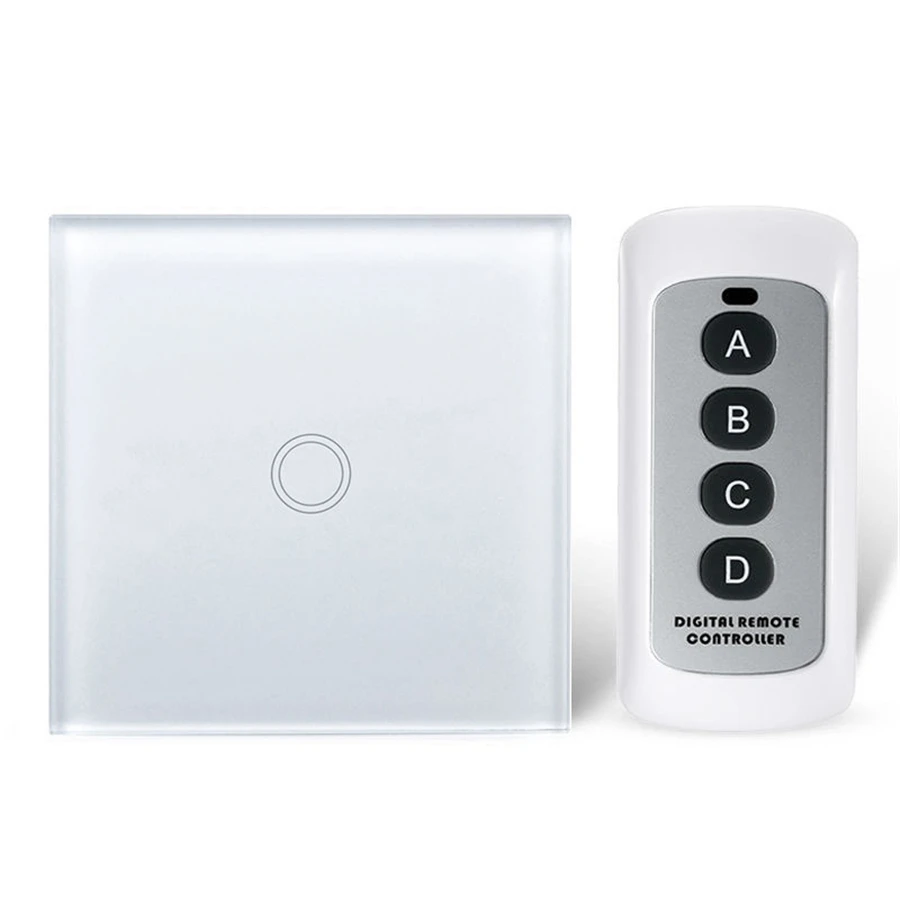 

Luxury White Crystal Glass ,Wall Switch, Touch Switch, Normal 1 Gang 1 Way Switch, Wireless remote control Black Gold