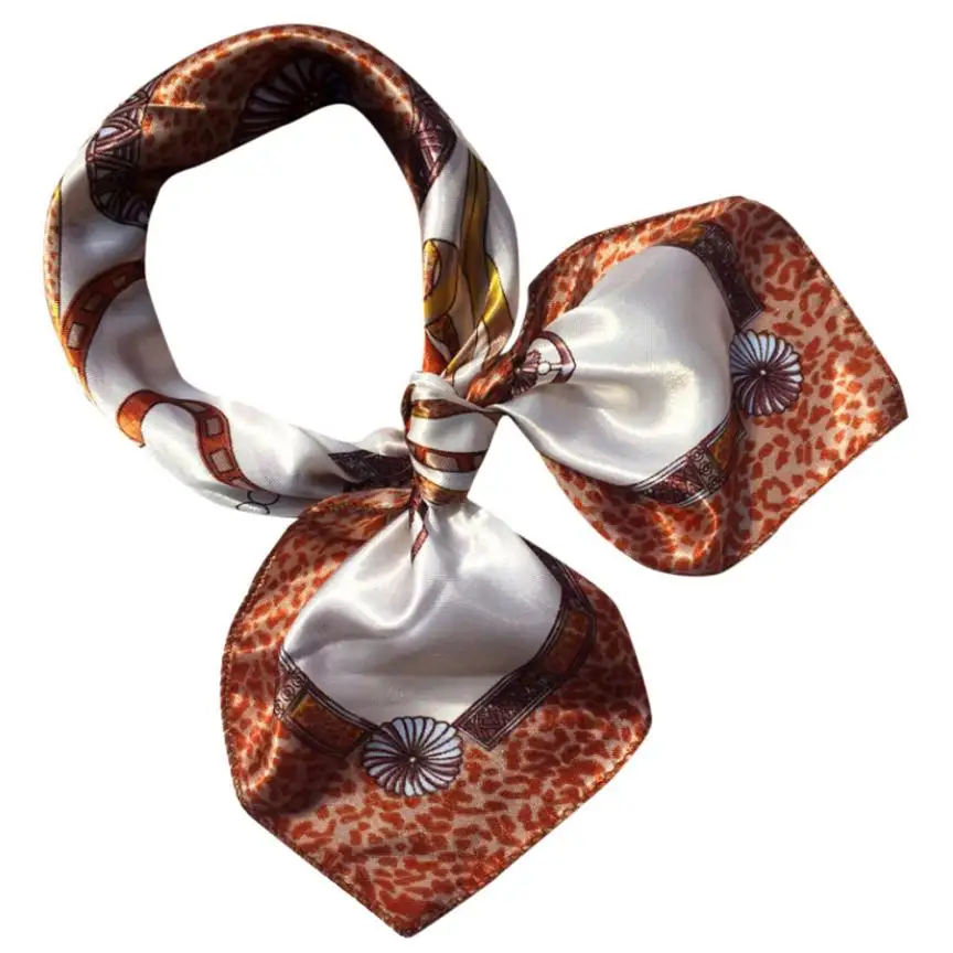 Весна, женский квадратный шарф с цветочным принтом, шарфы, сатиновые шарфы с принтом, головной платок, женские шали - Цвет: G