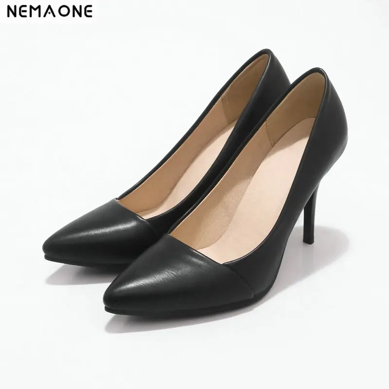 

NEMAONE Women Shoes High Heels Boat Shoes pu Leather Dress Pointed Toe Pumps Wedding Shoes Zapatos Mujer black pink blue yellow