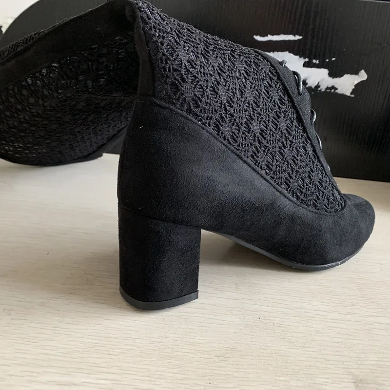 ORCHA LISA/летние ботинки больших Size34-46 обувь из флока и кружева с вырезами модная женская вышитая обувь C554