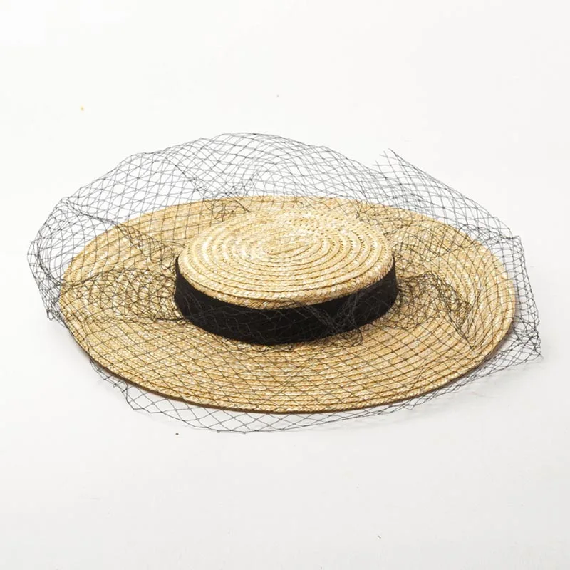 Короткая женская соломенная шляпа с черными лентами, мини-топ, соломенный головной убор с зажимами, ручная работа, очаровательные повязки на голову