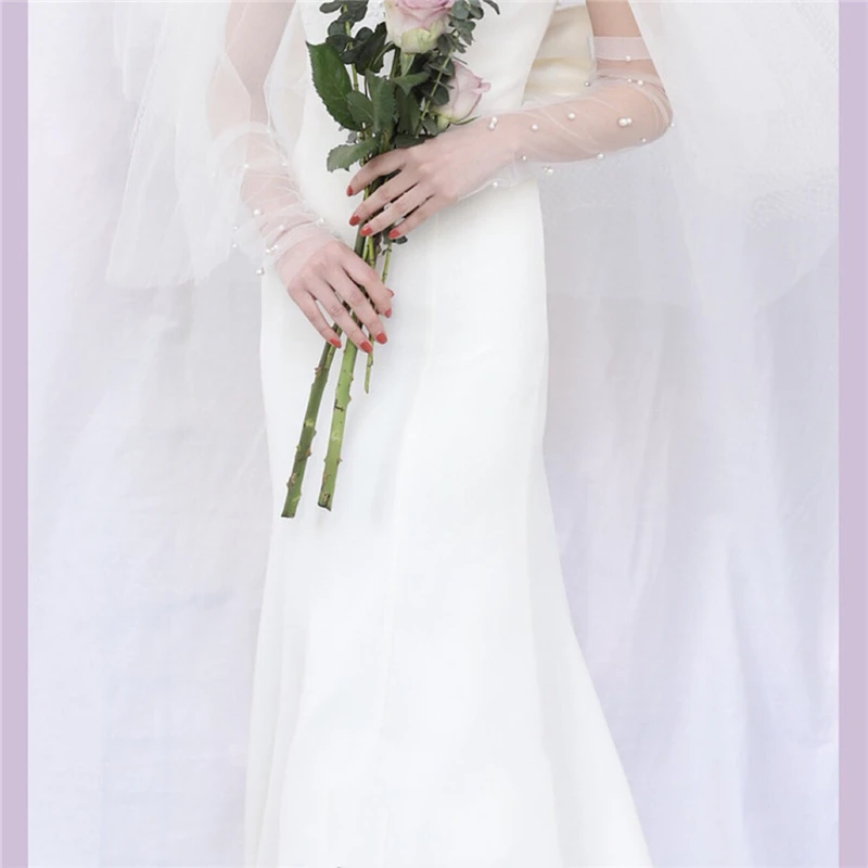 

2019 Women Fingerless Bridal Gloves Elegant Short Paragraph Rhinestone White Beaded Glove Wedding Accessories