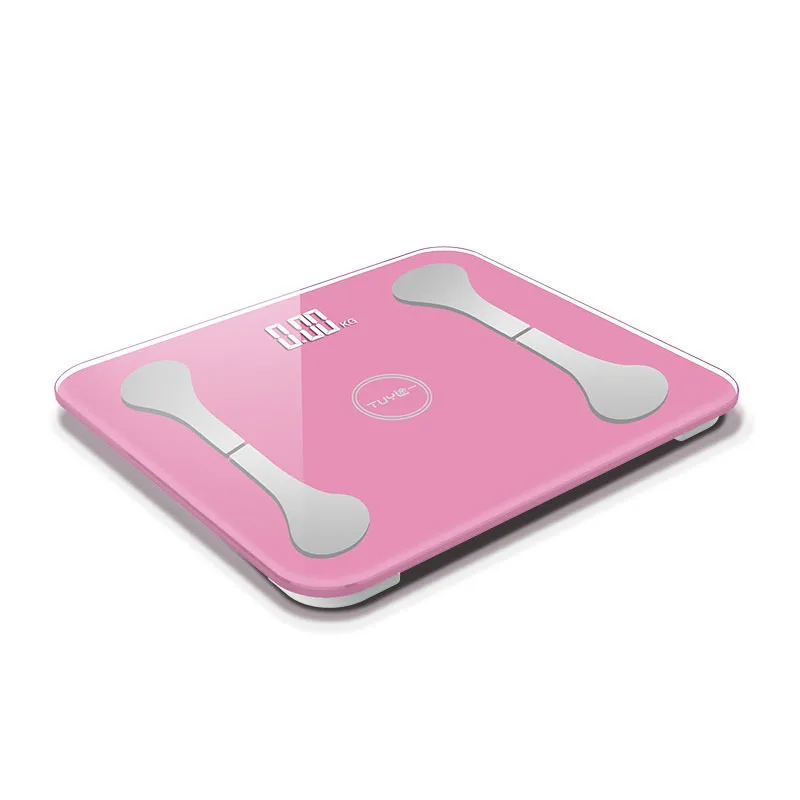 Приложение Bluetooth умные весы напольные весы для мужчин и женщин, чтобы похудеть, жир, вязка, жир, опорно-двигательный аппарат, весы для здоровья - Цвет: Розовый