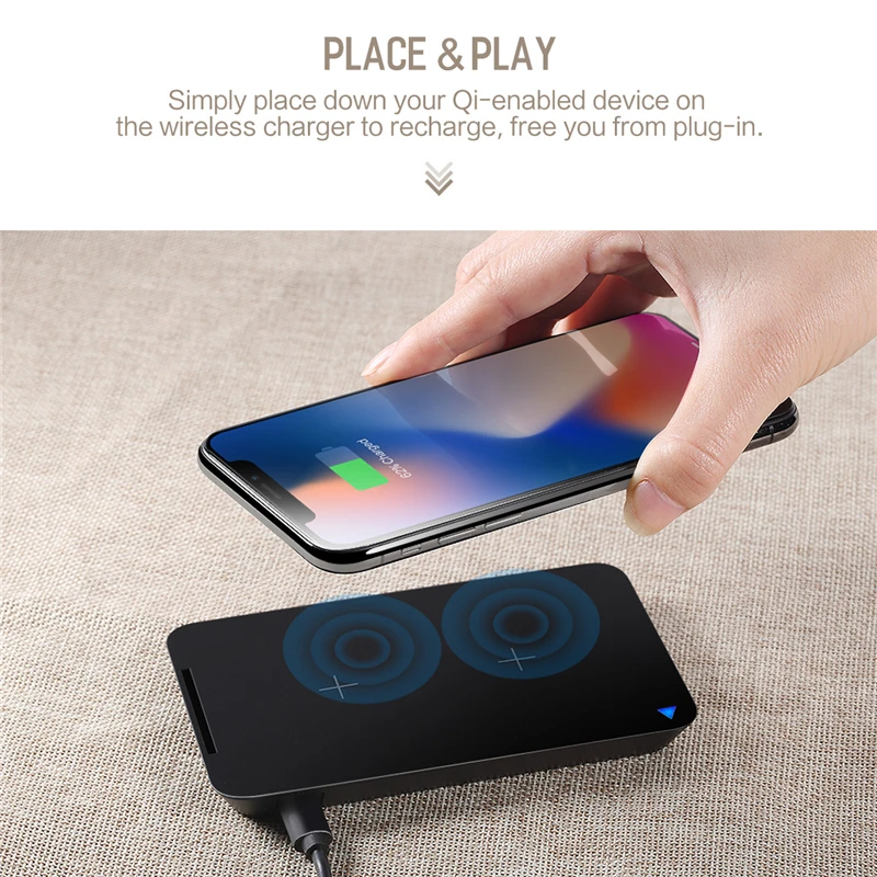 ROCK Dual Coil QI Беспроводное зарядное устройство 10 Вт для iPhone X 8 samsung S9 S8 huawei быстрая