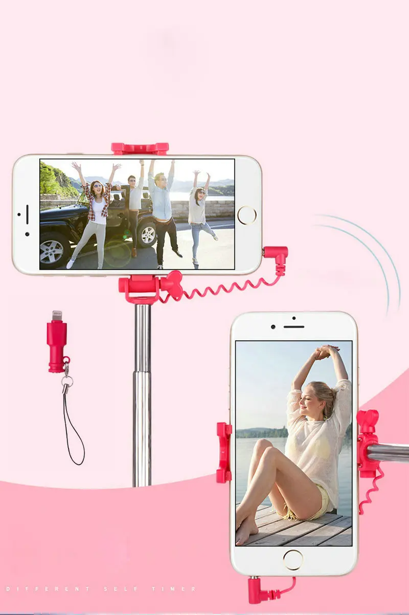 JOYTOP Проводная селфи палка монопод для iphone X 8 7 6 plus 5 5S Проводная фотография Выдвижная селфи палка для lightning 3,5 мм jack