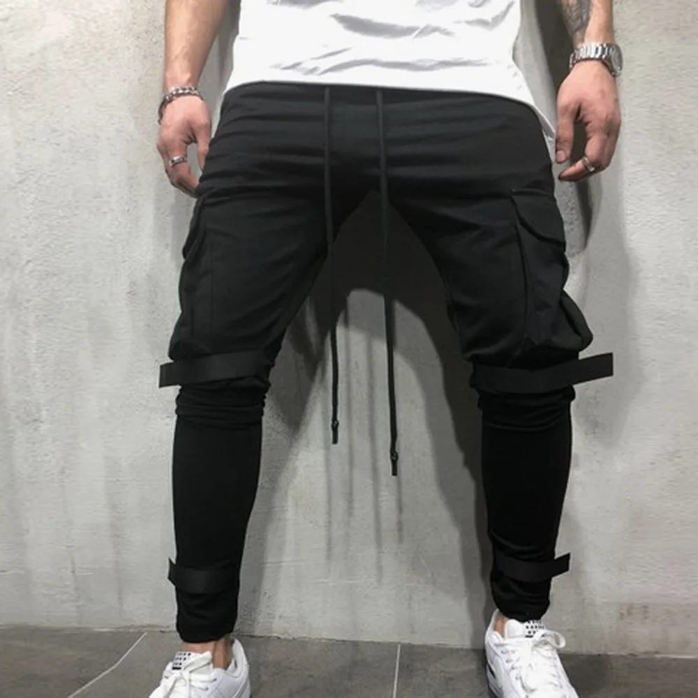 

Hot sale Plus size Casual Pocket Sport Work Men Pure Color Pocket Overalls Casual Trouser Pants fashion design Men's pants