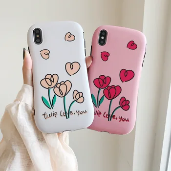 

maosenguoji arc Small waist tulip love Flower fashion Couple soft Mobile Phone Case for iphone 6 6s 7 8 plus X XR XS MAX cover