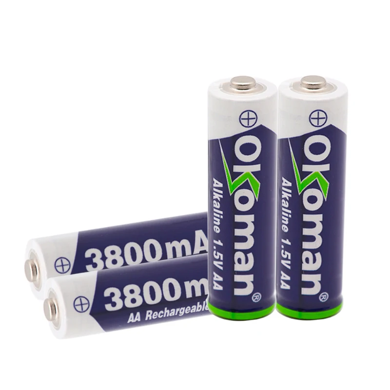 Okoman перезаряжаемая батарея высокой емкости AA 3800mah 1,5 V Новая Щелочная перезаряжаемая батарея для led светильник игрушки mp3