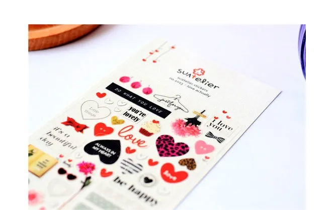 Милый много видов «любящее сердце» стикеры розовый цвет декоративной бумаги для скрапбукинга и ПЭТ материала Канцелярский набор для ремесленничества
