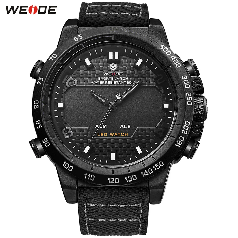 

Original WEIDE Man Fashion Army Sport Watch Men LED Digital Quartz Watch Nylon Band 3ATM Water Resistant Wristwatch Montre Homme