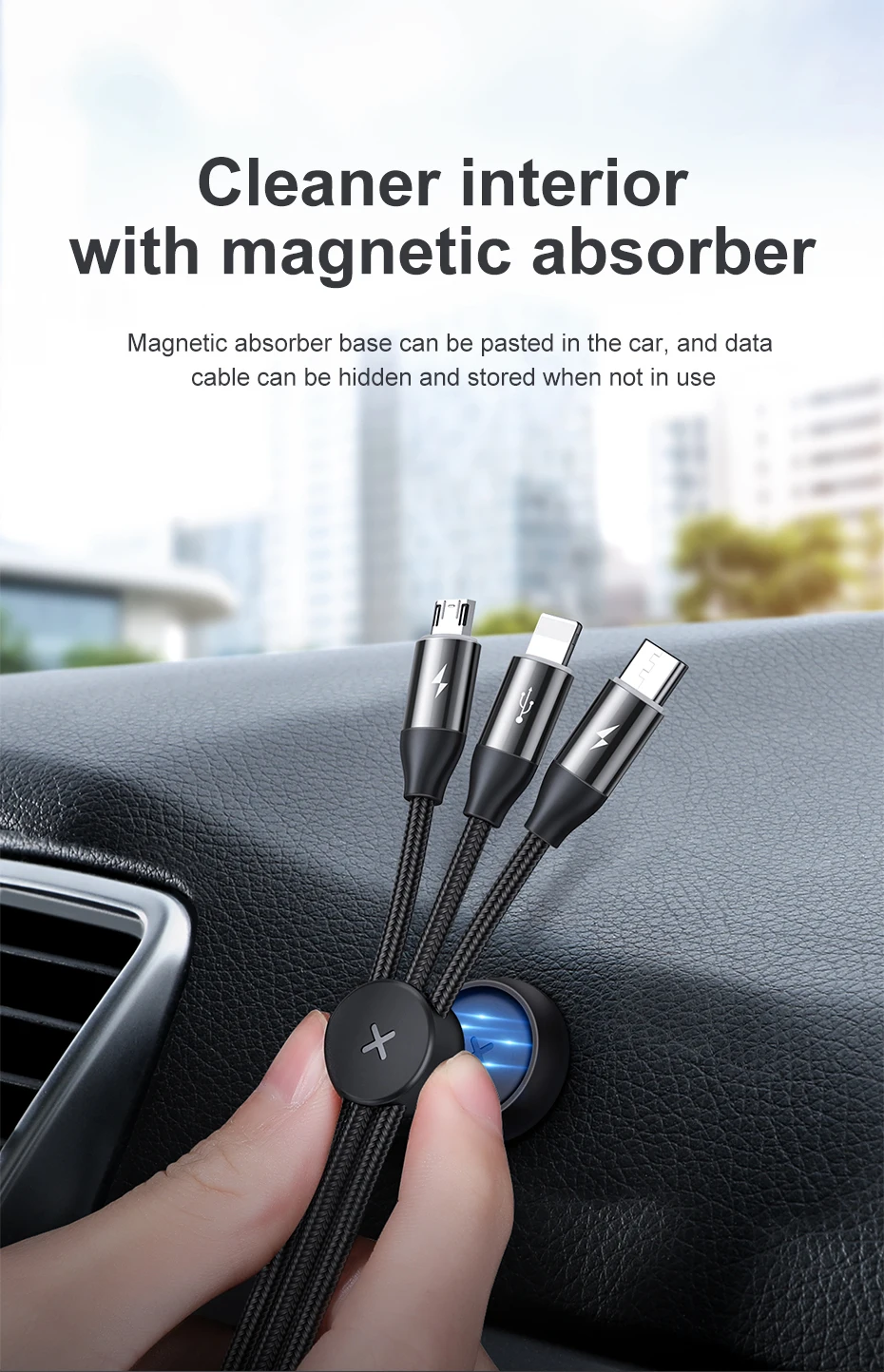 Baseus 3 in 1 USB Cable USB Type C Cable for Samsung S10 S9 Zinc Alloy Cord for iPhone X Xs Max XR Charger Micro USB Cable