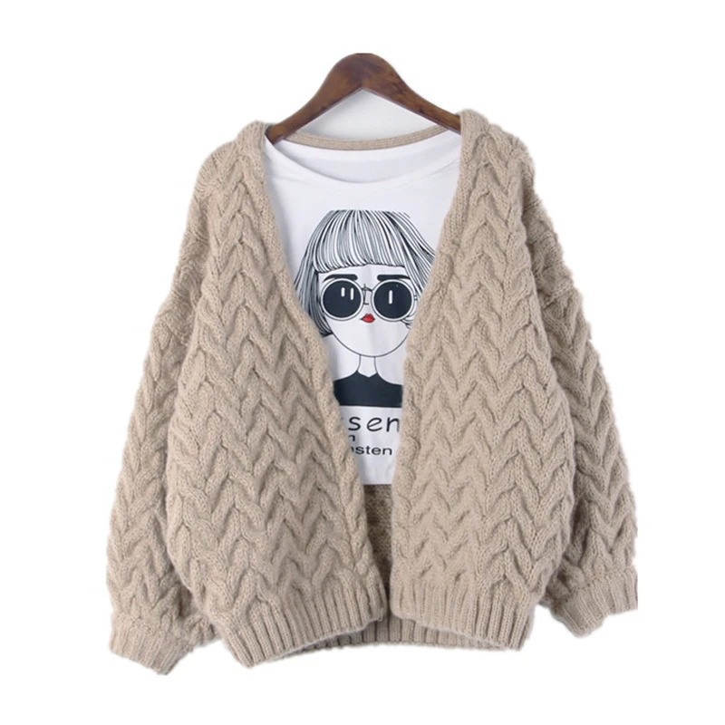 

Autumn Open Short Cashmere Sweater Women Cardigan Overseas Long Sleeve Women's Mink Cardigans Sweater Wool Woman Winter 2019