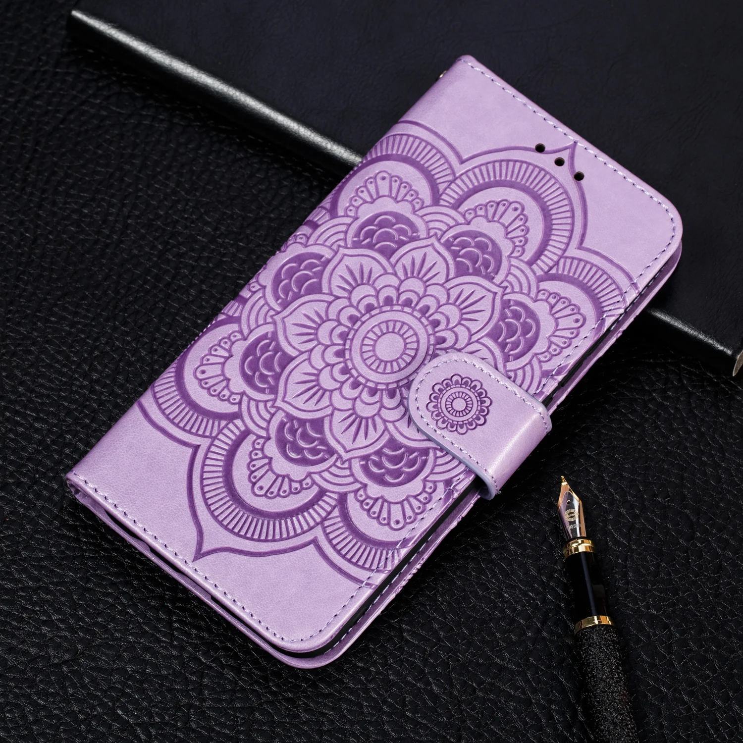 3D цветок флип чехол для huawei Y7 Y6 P Smart Y5 P30 Pro Коврики 20 Lite Honor 10 7A 7C 8A 8X8 S 10I кожаный бумажник с откидной крышкой - Цвет: Фиолетовый