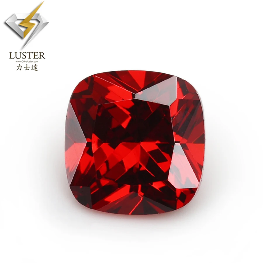 Cheap big cz 4x415x15mm zircon stone red cubic zirconia cushion