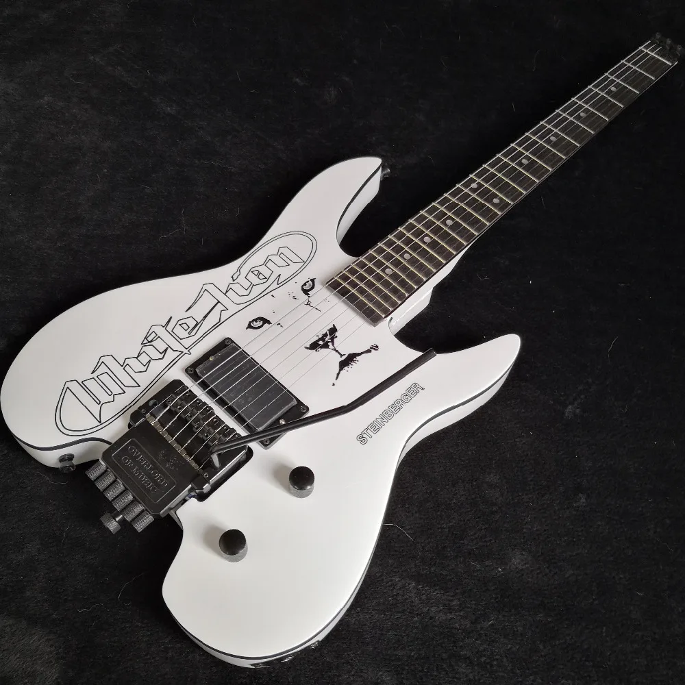 

white lion headless electric guitar with rosewood fretboard,Black hardwares free shipping