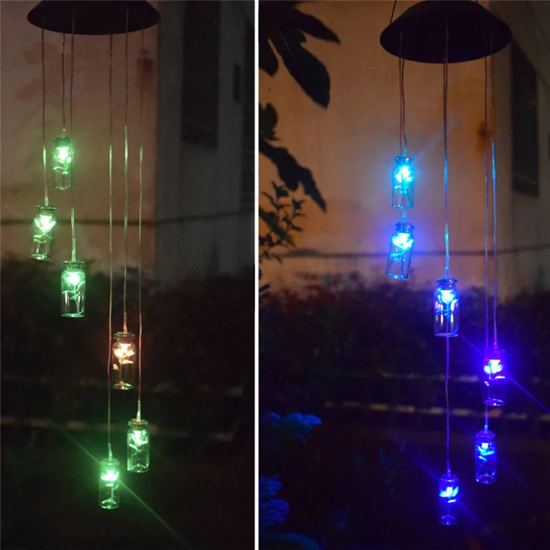 Solar Color-Changing Wind Chime Light LED Garden Hanging Spinner Lamp Color Changing Wind Chime Light Luces 40JUN258