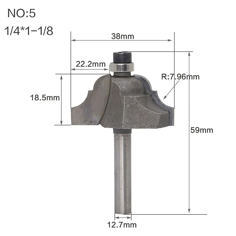 1 шт. 1/" 1/2" хвостовик двойной Римский Ogee окантовка древесины фрезы с верхним подшипником C3 Карбид Деревообрабатывающие инструменты дешевая цена - Длина режущей кромки: NO 5