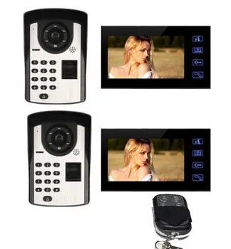 

MOUNTAINONE 7" Screen Video Door Phone Doorbell Intercom System+Waterproof Fingerprint Code Keypad Remote Access Door Camera 2V2