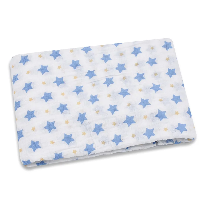 Розовый Лебедь, хлопок, муслиновые одеяла, постельные принадлежности для младенцев, Пеленальное полотенце, многофункциональные конверты для пеленки для новорожденных, одеяла для малышей - Цвет: Blue Stars