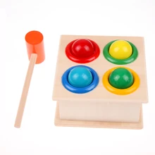1Set Wooden Fun Playing Hamster Game Toy Hammering Ball Hammer Box Children Early Learning Educational Balls
