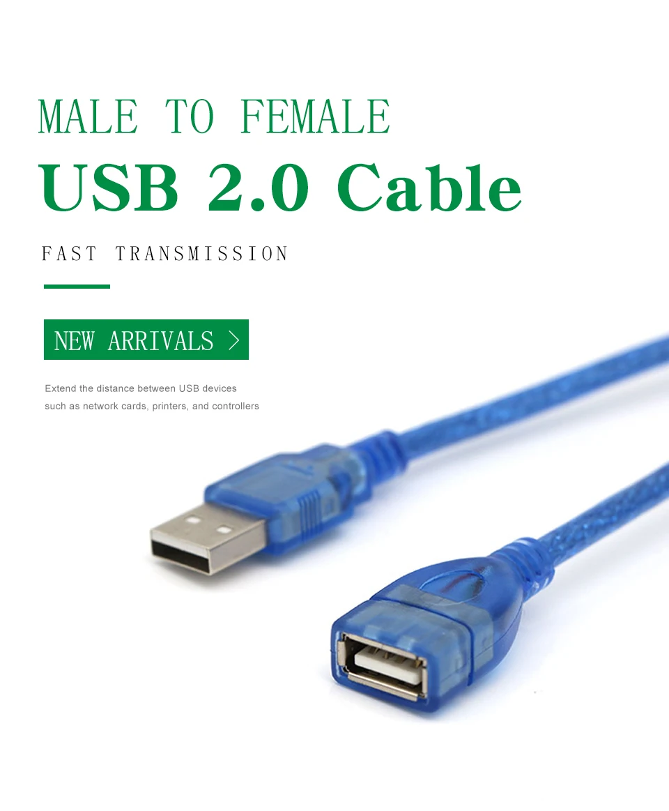 USB Extension Cable USB 2.0 Cable for Smart TV Computer PS4 Xbox One SSD Printer usb 2.0 to Extender Data Cord Male to Female (1)
