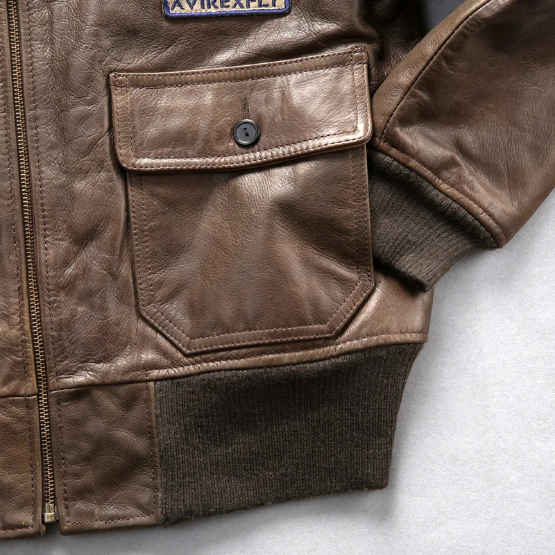 90% OFF Read Description! Asian size air force flight G1 pilot warm fur collar leather jacket high quality genuine cow leather jacket