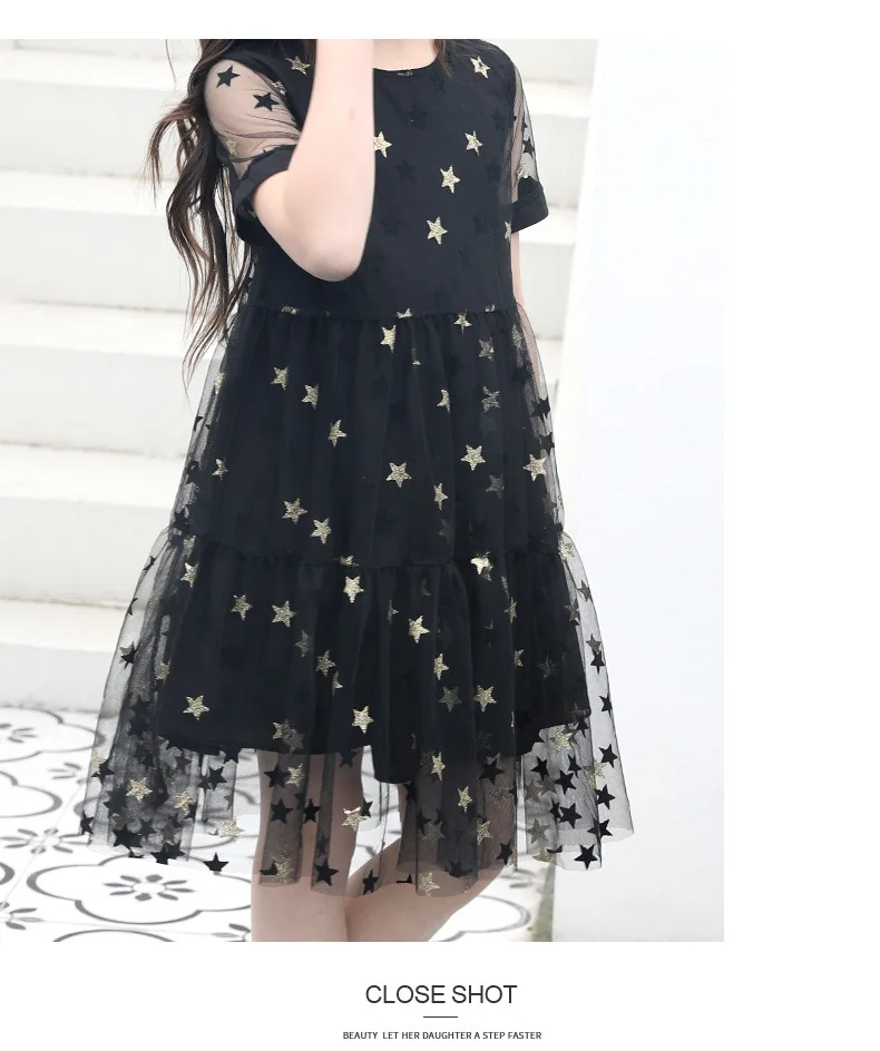 Кружевное платье для девочек, вечерние праздничное черное платье принцессы с вышивкой для маленькой девочки, Размер 10, 11, 12, 14 лет, одежда для подростков