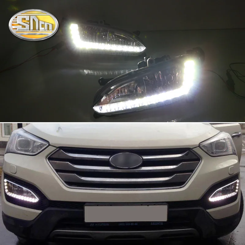 Светодиодсветодиодный дневные ходовые огни SNCN для Hyundai Santa Fe IX45 2013 2014 2015 DRL 12 В ABS