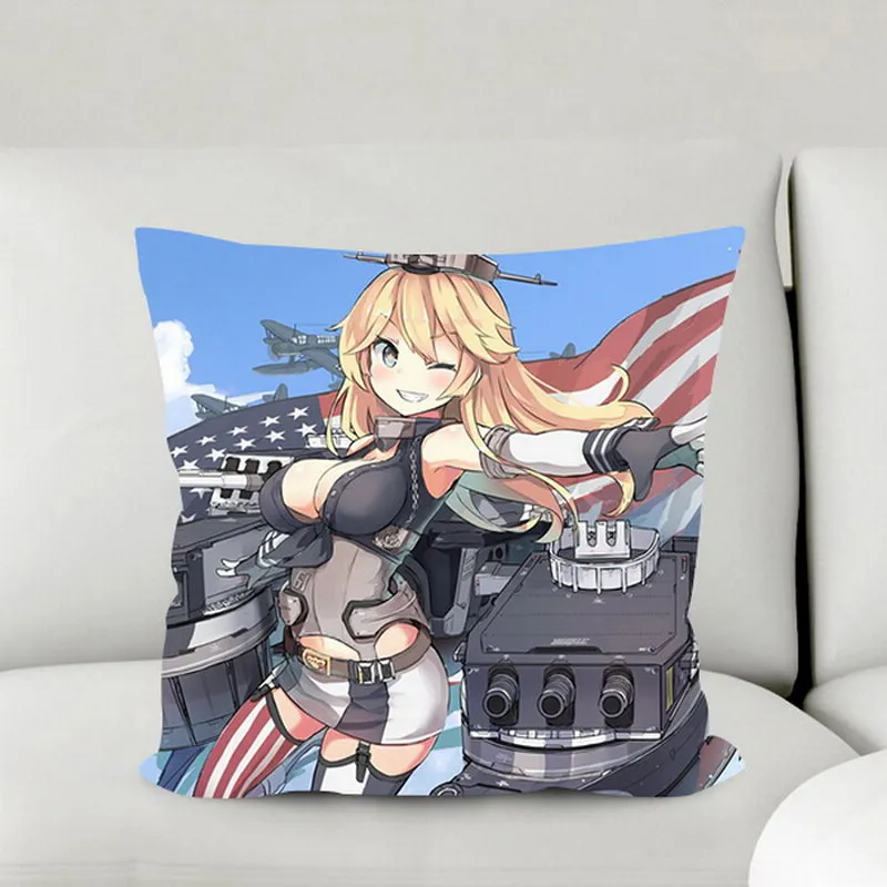 

New Oct. Home Textile Kantai Collection Anime Iowa 2WT 2way One-sided Two-sided Square Pillow Case Gift #41426B
