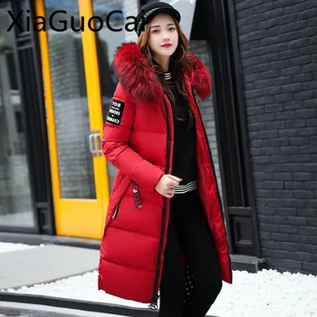 

Hot Sale Long Brand Fashion Women Winter Parkas Newest Style 2018 Spliced Down Warm Overcoats Winter Jackets