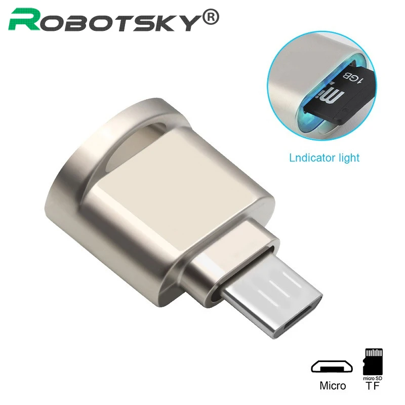 Micro usb 2.0 otg phone memory card reader high quality Aluminum adapter for TF micro SD pc computer laptop accessories