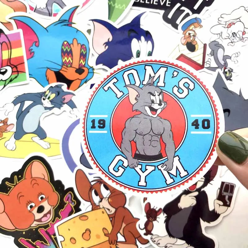 15 шт. Tom Cat Jerry мышь мультфильм наклейки для автомобиля комедия влагозащищенный чемодан ноутбук гитара багаж игрушка для скейтборда прекрасные наклейки