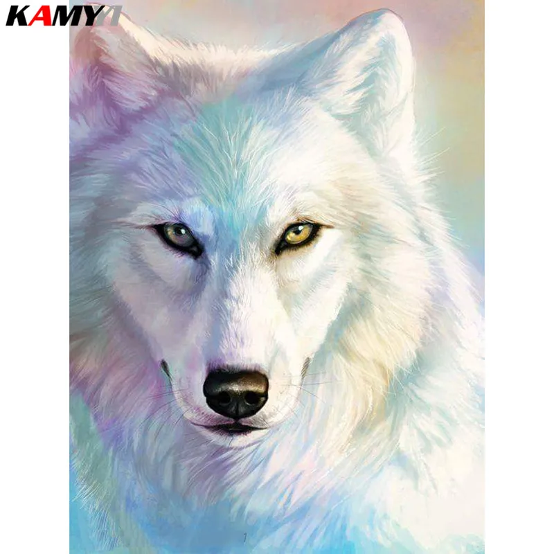 

DIY diamond embroidery snow wolf 5D Diamond painting Cross Stitch full square 3D Rhinestone mosaic home decoration XY1