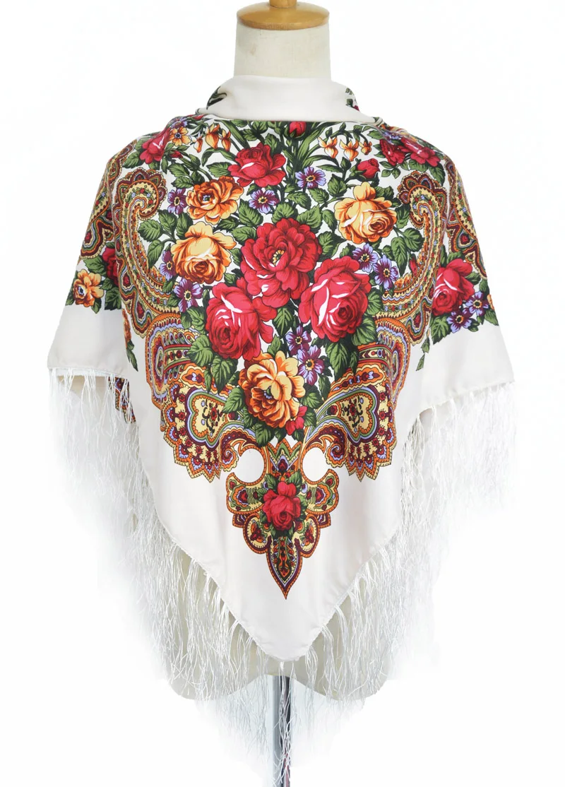 [FAITHINK] Лидер продаж женский квадратный с кисточками Шарф Шаль цветочный принт Богемия леди бренд пончо повязка на голову весна лето обёрточная бумага шарфы