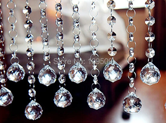 

free shipping,10M/lot 14mm Octagonal Glass Crystal Strands Wedding & Christmas Decoration Chain